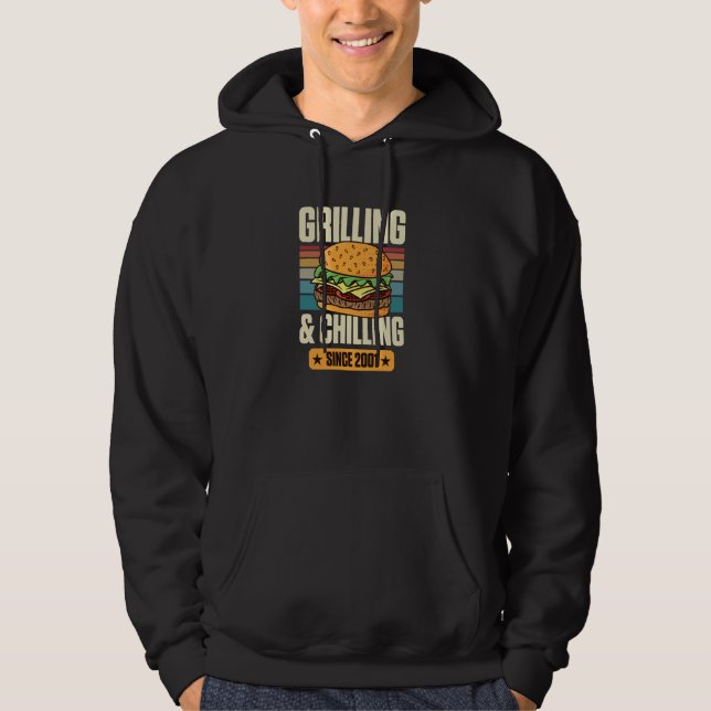 Grilling And Chilling Since 2001 Hamburger Theme B Hoodie (Front)