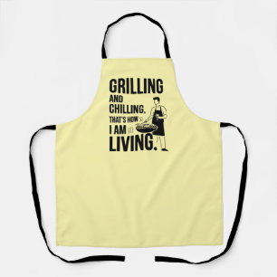 Grilling and Chilling Yellow BBQ Apron