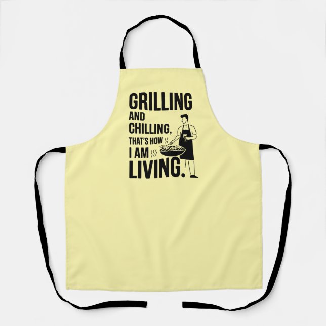 Grilling and Chilling Yellow BBQ Apron (Front)