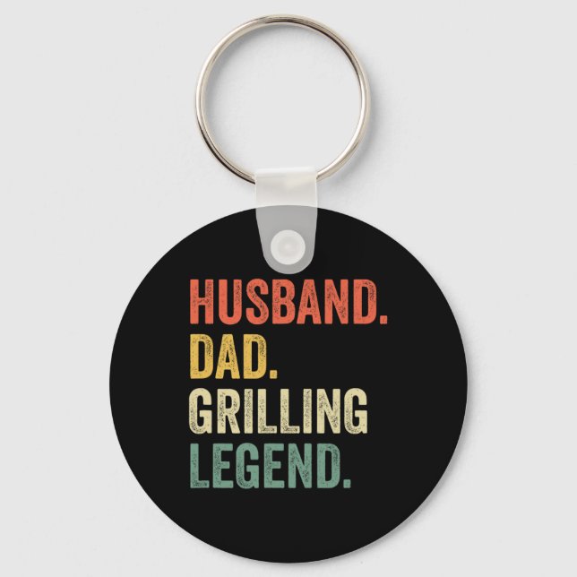 Grilling Bbq Father Funny Husband Grill Dad Legend Keychain (Front)