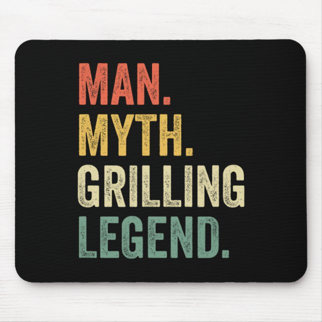 Grilling Bbq Funny Man Myth Grill Legend Fathers D Mouse Pad (Front)