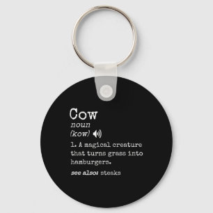 Grilling Beef Steak Lover Funny Cow Hamburger Defi Keychain