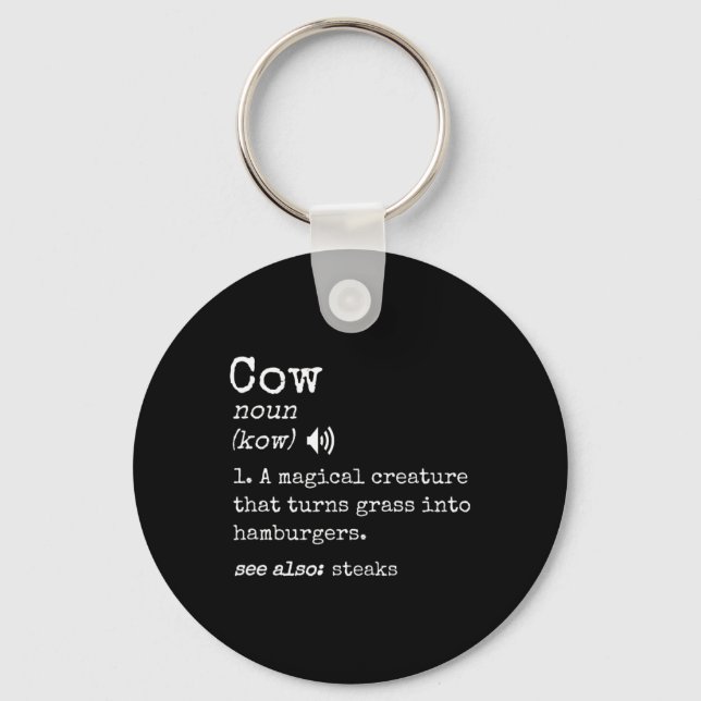 Grilling Beef Steak Lover Funny Cow Hamburger Defi Keychain (Front)