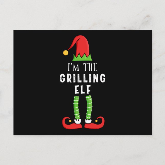 Grilling Elf Christmas Matching Family Gift Postcard (Front)