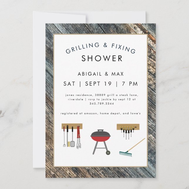 Grilling & Fixin Couples Wedding Shower  Invitation (Front)