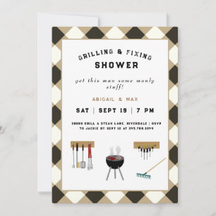 Grilling & Fixing Couples Wedding Shower Invitation