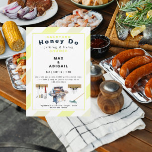 Grilling & Fixing Yellow Couples Shower  Invitation