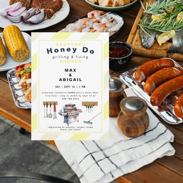 Grilling & Fixing Yellow Couples Shower  Invitation (Creator Uploaded)