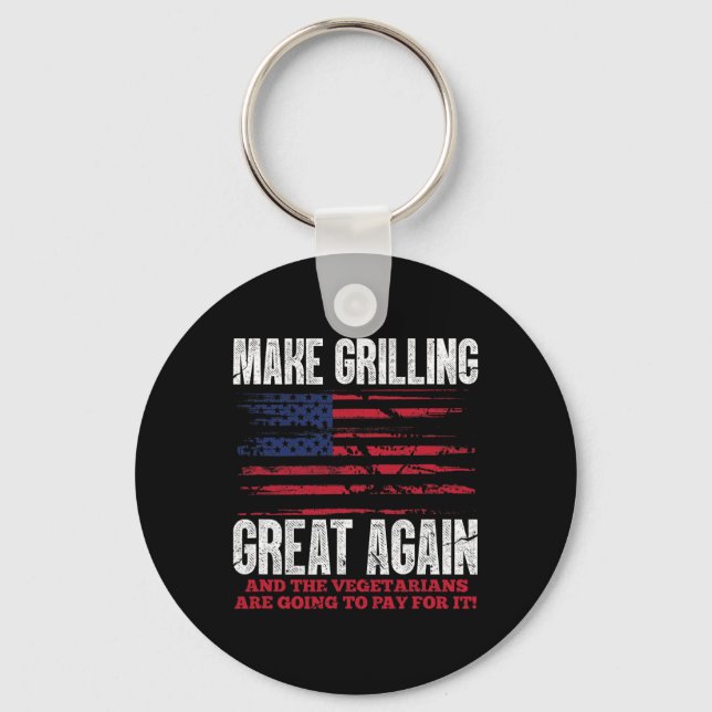 Grilling Great Again Funny Trump Bbq Pit Master  Keychain (Front)