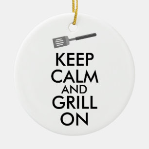 Grilling Keep Calm and Grill On Barbecue Spatula Ceramic Ornament