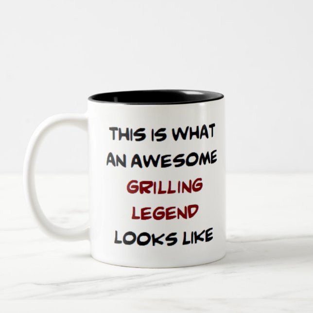 grilling legend, awesome Two-Tone coffee mug (Left)