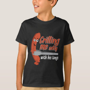 Grilling Me Softly With His Tongs _ Mens Barbecue T-Shirt