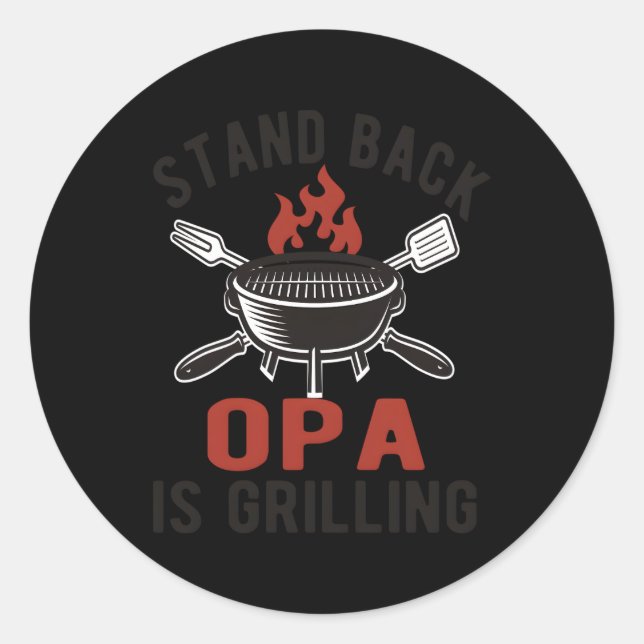 Grilling Opa Bbq Poppa Grandpa Classic Round Sticker (Front)