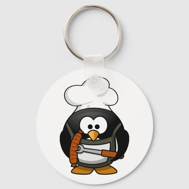 Grilling Penguin Keychain (Front)