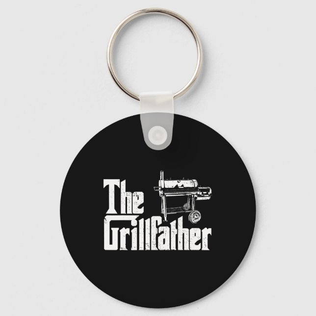 Grilling Smoker And Grill Chef Grillfather Grilled Keychain (Front)