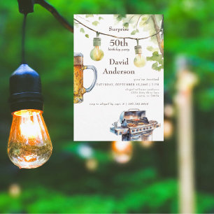 Grilling Surprise 50th Birthday Party Invitation
