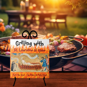 Grilling with St. Lawrence of Rome (M 022) Tile