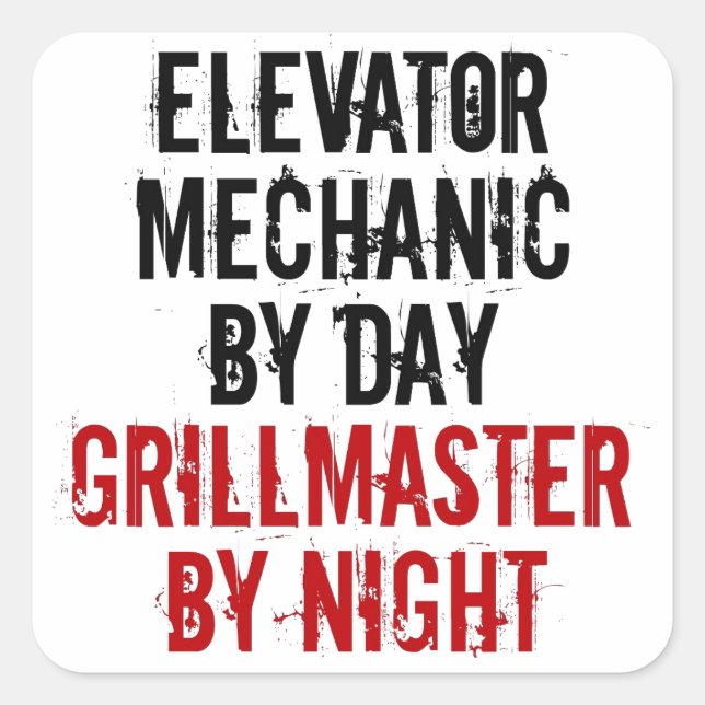 Grillmaster Elevator Mechanic Square Sticker (Front)