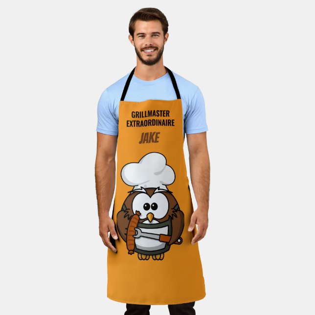 Grillmaster Extraordinaire Custom Owl Apron (Worn)