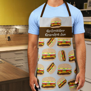 Grillmaster Personalized Burger Pattern BBQ Apron