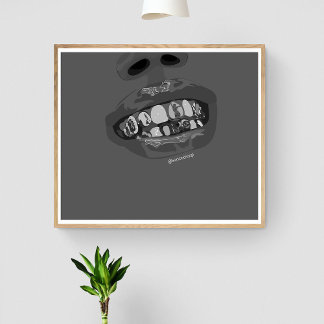 Grillz Aesthetic, Gold Grills (Grillz) teeth art Poster