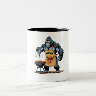 Grillzilla Dad – Funny Gorilla BBQ Two-Tone Coffee Mug