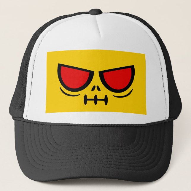 Grim Face™ Brand Yellow & Black Trucker Hat (Front)