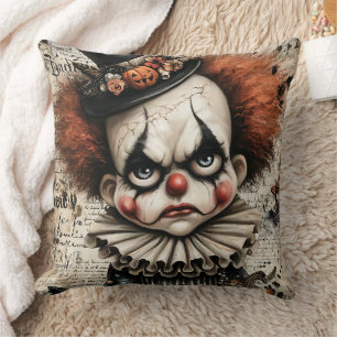 Grim Grin – The Melancholy Masquerade Throw Pillow