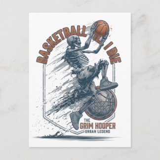 Grim Hooper Skeleton Basketball Urban Legend Postcard
