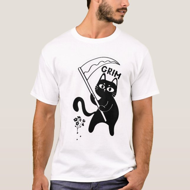 grim kitty T-Shirt (Front)
