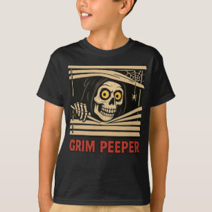 Grim Peeper Funny Skeleton Halloween Pun Tee