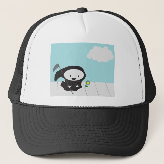 Grim Reaper and Flower Trucker Hat (Front)