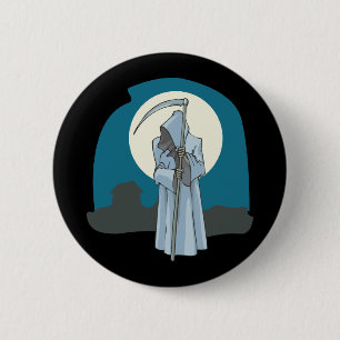 Grim Reaper and Moon 2 Inch Round Button
