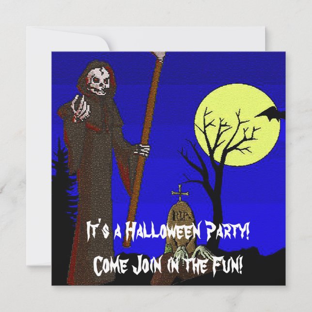 Grim Reaper at Graveyard Invitation (Front)