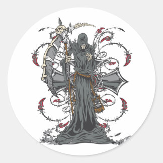 Grim Reaper Awaits Classic Round Sticker