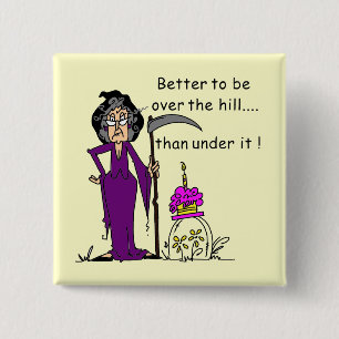 Grim Reaper Birthday Humour 2 Inch Square Button