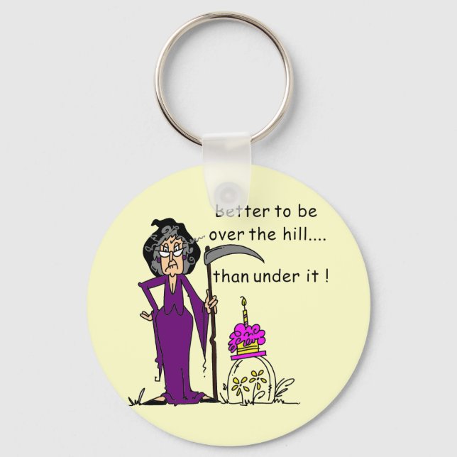 Grim Reaper Birthday Humour Keychain (Front)
