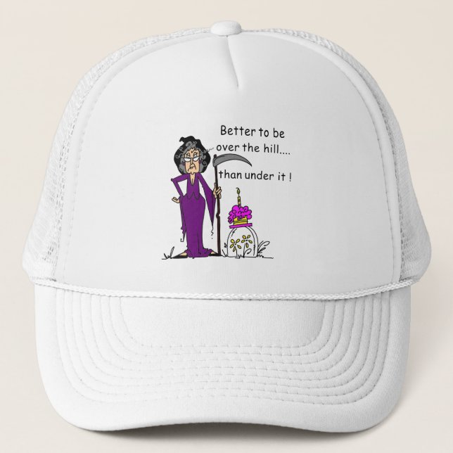 Grim Reaper Birthday Humour Trucker Hat (Front)