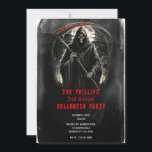 Grim Reaper Black Grunge Halloween Costume Party Invitation<br><div class="desc">Customize for any event</div>