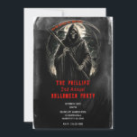 Grim Reaper Black Grunge Halloween Costume Party Invitation<br><div class="desc">Customize for any event</div>