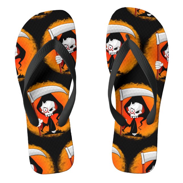 Grim Reaper Cartoon  Flip Flops (Footbed)