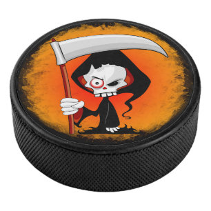 Grim Reaper Cartoon Hockey Puck
