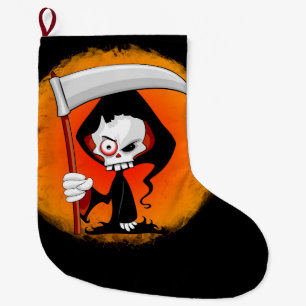 Grim Reaper Cartoon  Large Christmas Stocking
