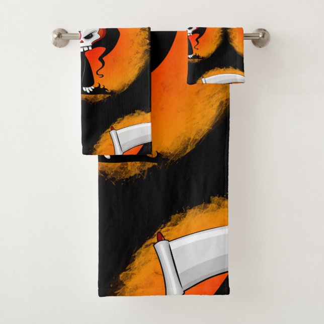 Grim Reaper Cartoon Water Bottle Bath Towel Set (Insitu)