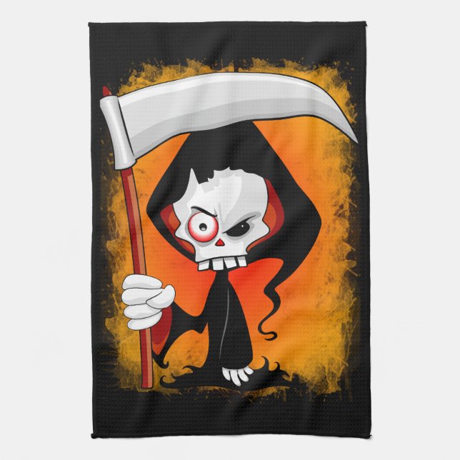 Grim Reaper Cartoon Water Bottle Kitchen Towel (Vertical)