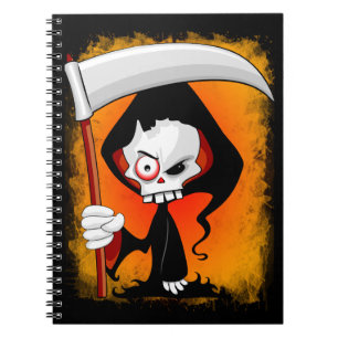Grim Reaper Cartoon Water Bottle Notebook