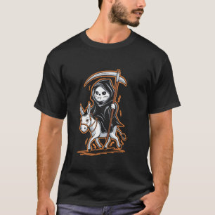 Grim Reaper Cat Riding Donkey - Vintage Cat Hallow T-Shirt