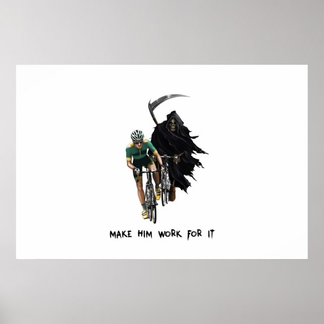 Grim Reaper Chasing Cyclist Poster (Front)