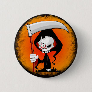 Grim Reaper Creepy Funny Cartoon 2 Inch Round Button