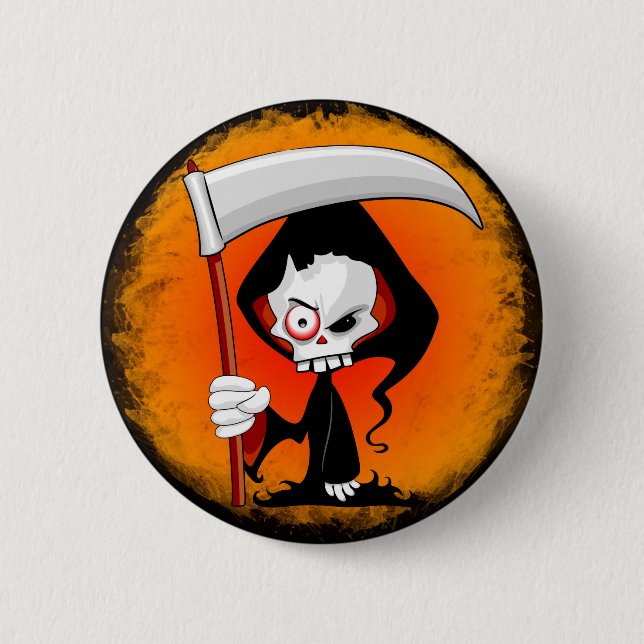 Grim Reaper Creepy Funny Cartoon 2 Inch Round Button (Front)